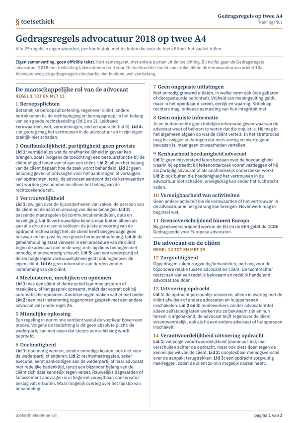 Voorbeeld: Gedragsregels op twee A4 (PDF)